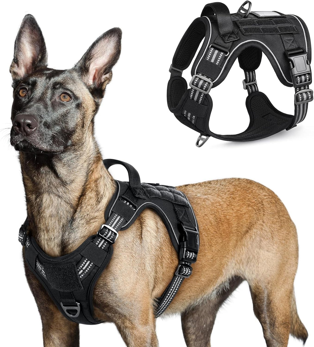 No-Pull Tactical Dog Harness MOLLE Vest for Medium & Large Dogs