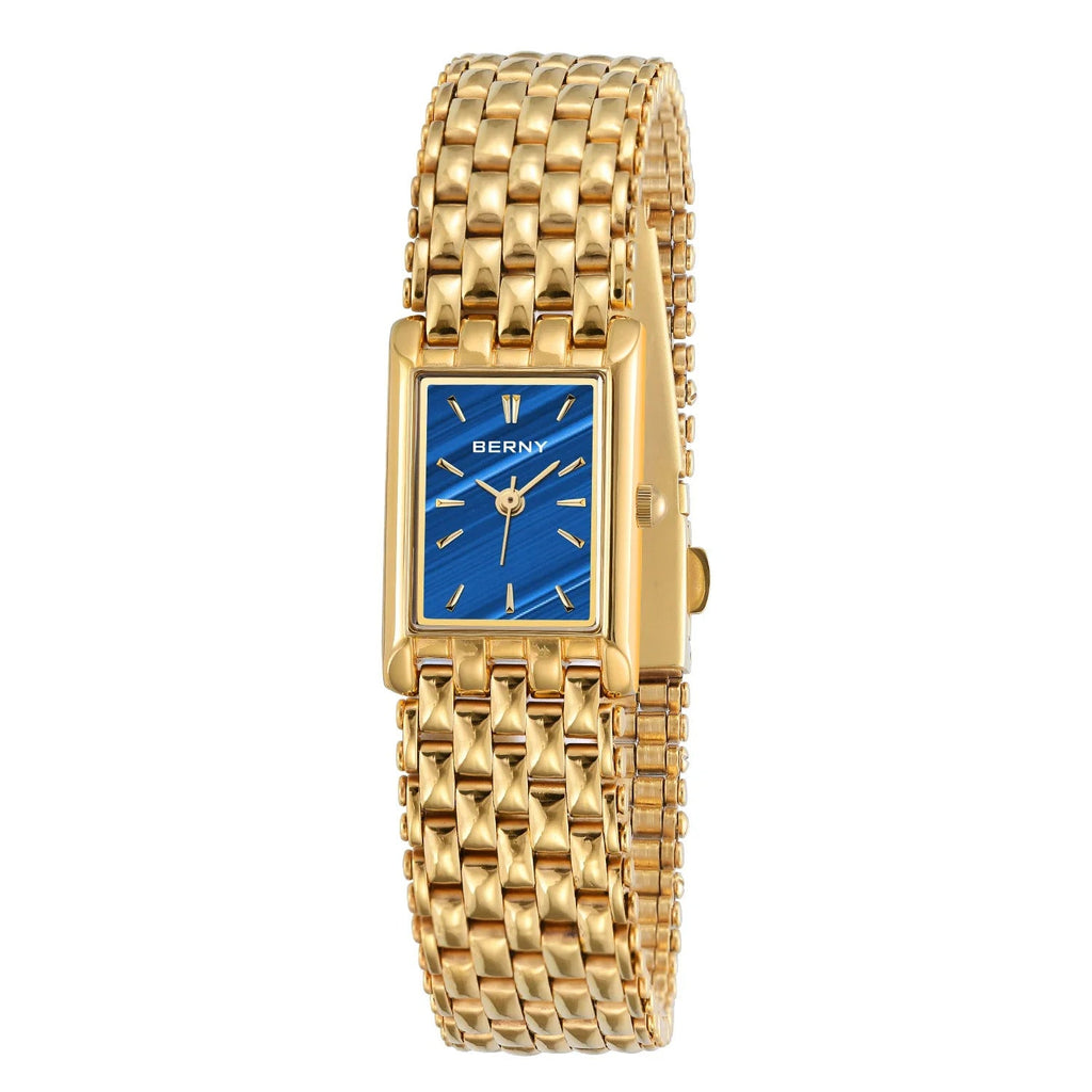 Ultra-thin Gold Quartz Watch Rectangular Stainless Steel Band Waterproof Couple Watch