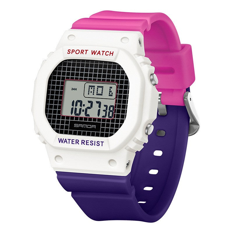 Square Electronic Watch Colorful Creativity For Male And Female Students