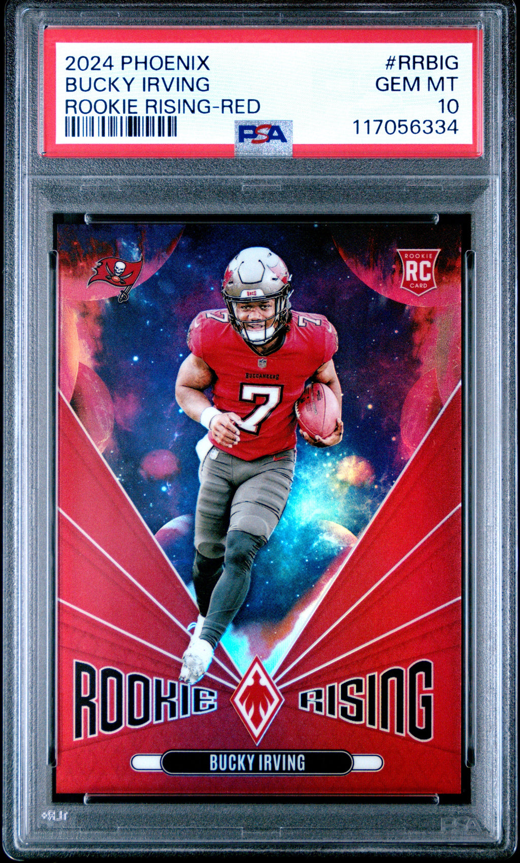 Graded 2024 Panini Phoenix Bucky Irving #RRBIG Rookie Rising Red /99 Rookie RC Football Card PSA 10 Gem Mint