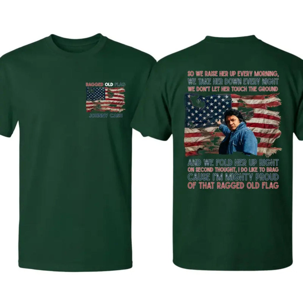 Ragged Old Flag T-Shirt – Vintage Patriotic Country Music Inspired Graphic Tee, Unisex Cotton Shirt