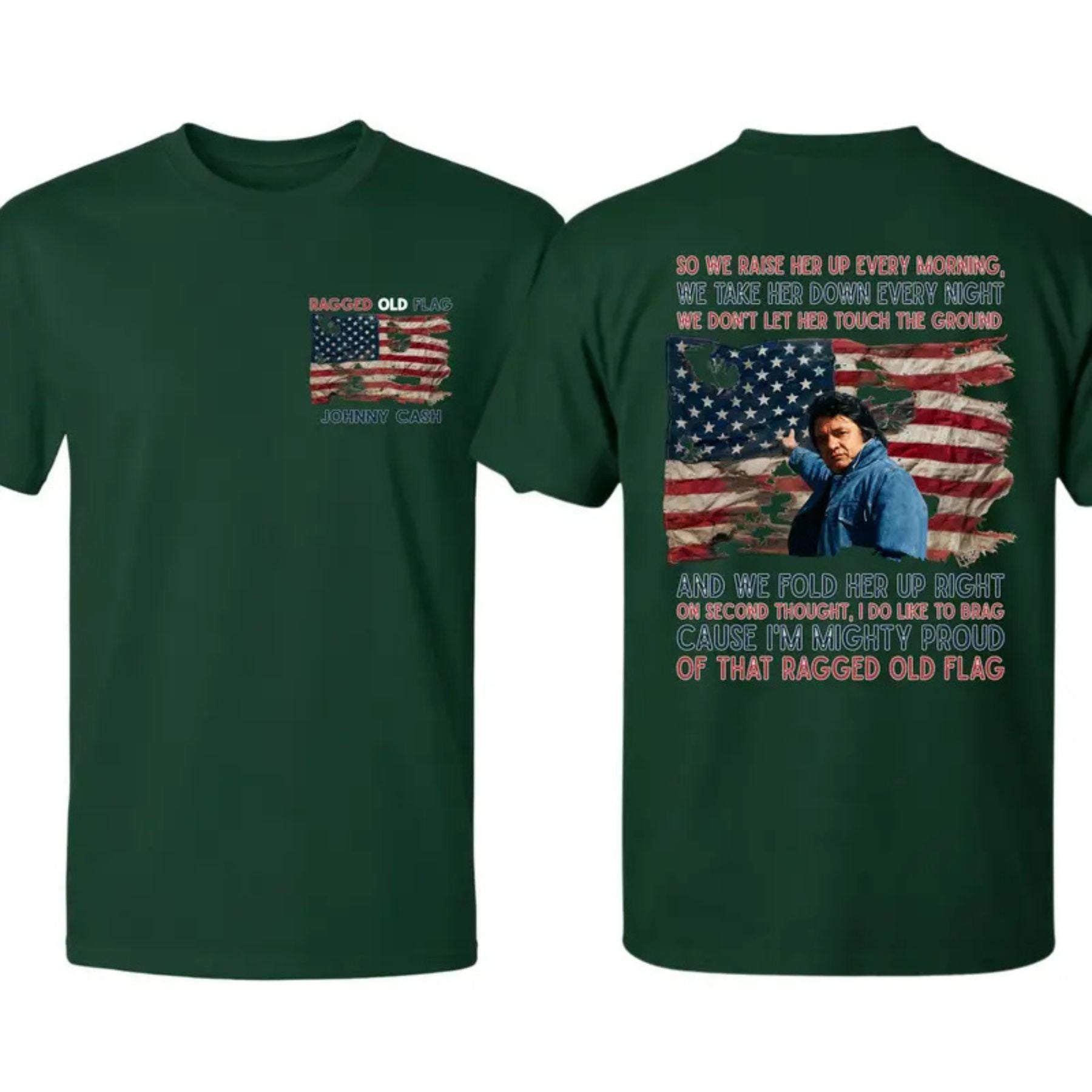 Ragged Old Flag T-Shirt – Vintage Patriotic Country Music Inspired Graphic Tee, Unisex Cotton Shirt