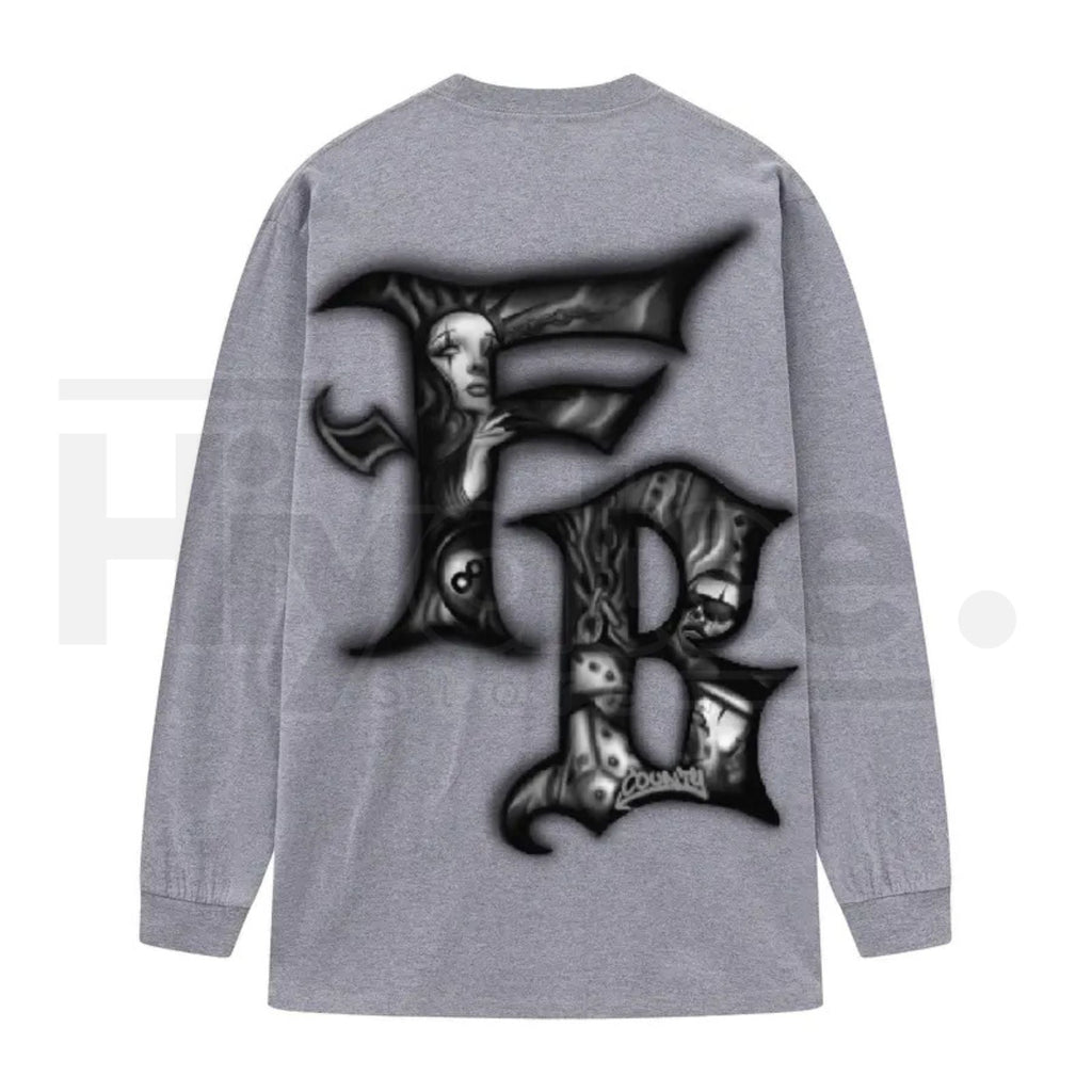 FB County Graphic Long Sleeve T-Shirt – Classic Streetwear Style, Heavyweight Long Sleeve Tee
