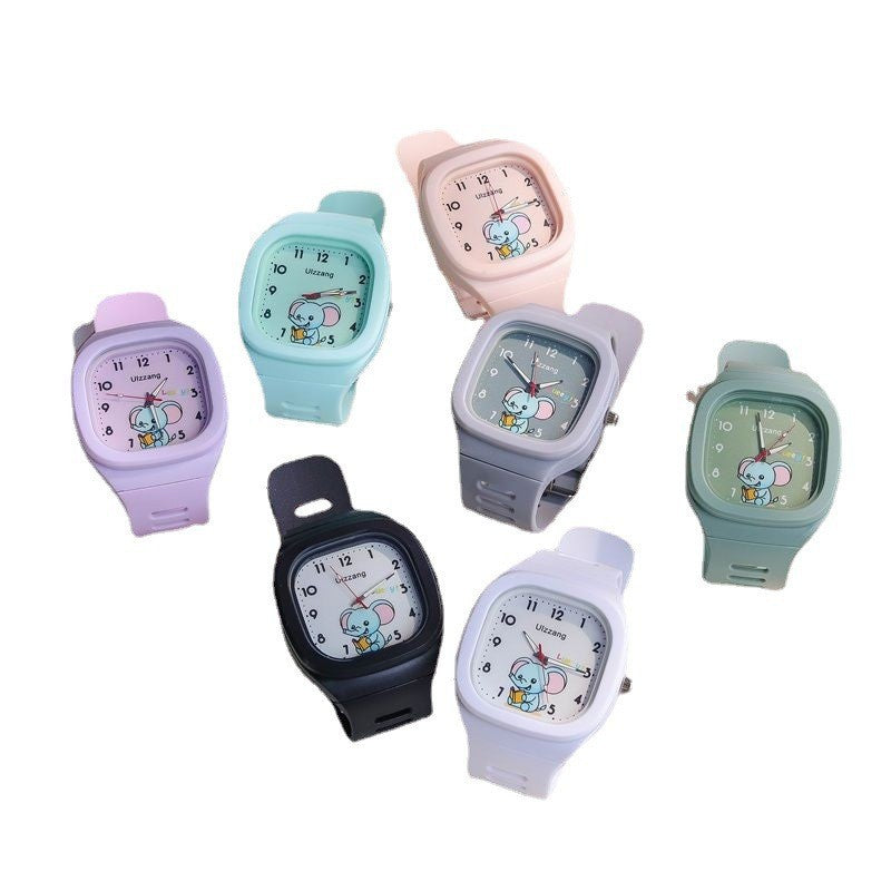Cute Silicone Trendy Luminous Sports Student Square Good-looking Watch