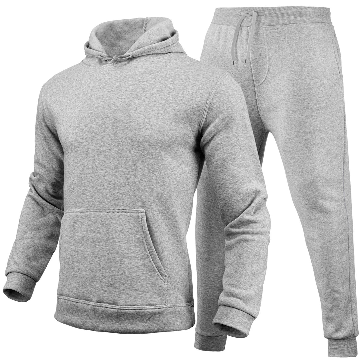 Slim-fit Solid Color Hoodie Set Urban Casual