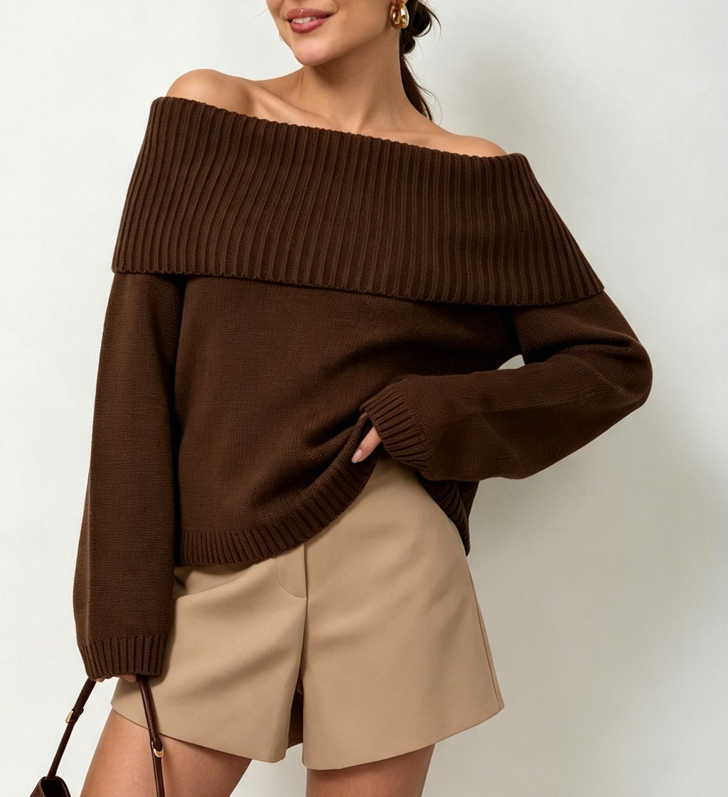Women's Off-shoulder Casual Loose-fit Pullover Sweater
