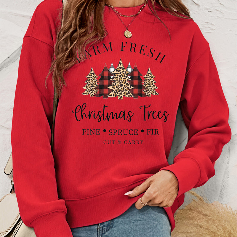 European And American Women's Clothing Pullover Christmas Sweater Women's Autumn And Winter Fleece Printed Women's Top