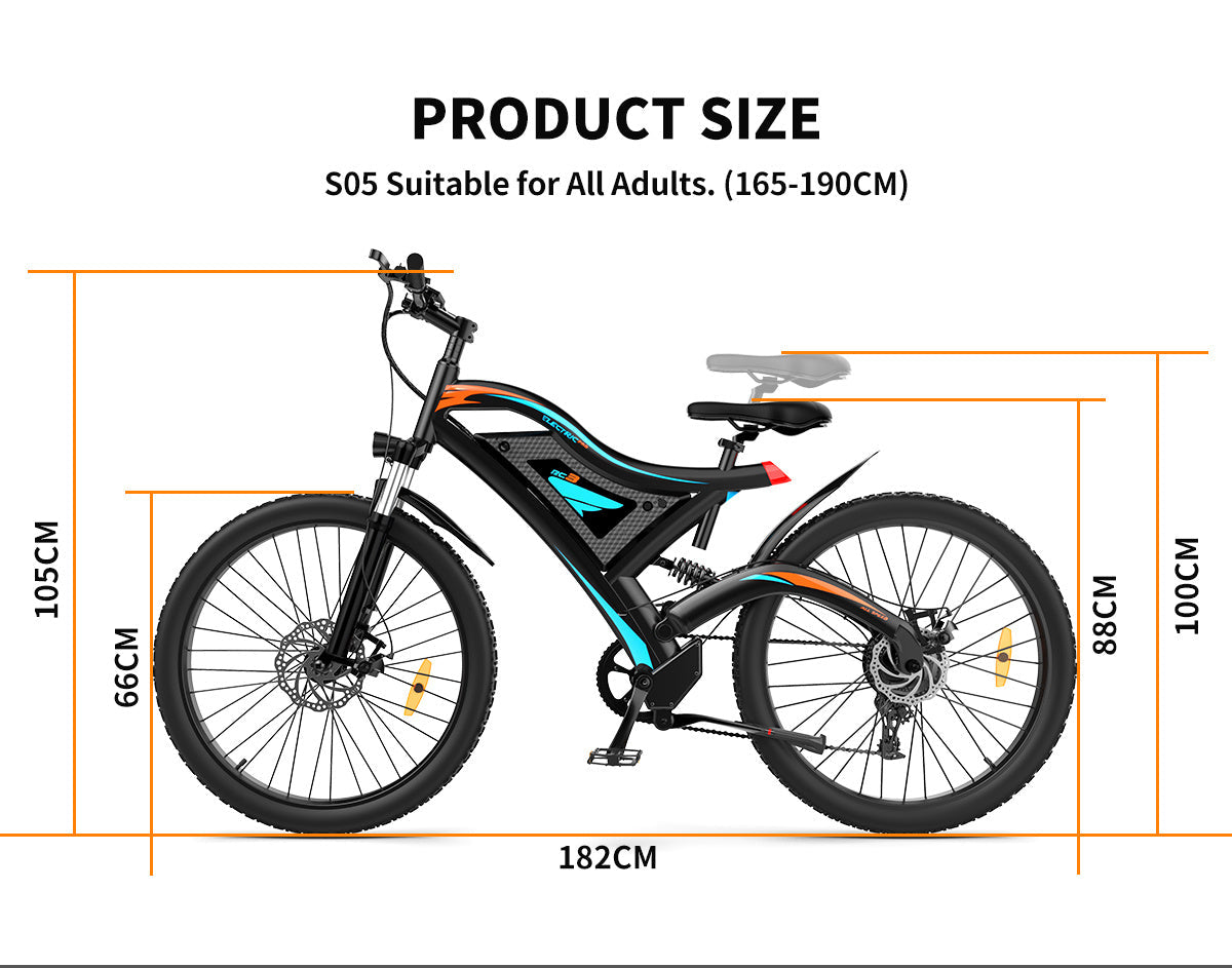 Electric Fat Tire Bike 26 Inch – 500W Rear Motor with Front Suspension