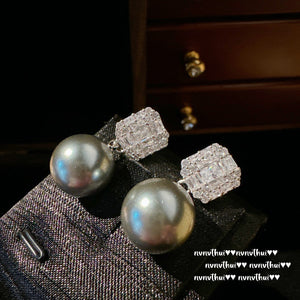 Zircon Shell Pearl Earrings