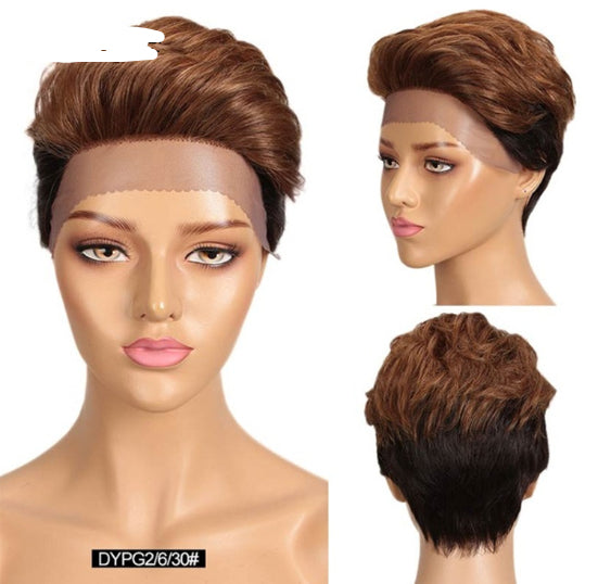 Front Lace Wig All Real Hair Short Headgear