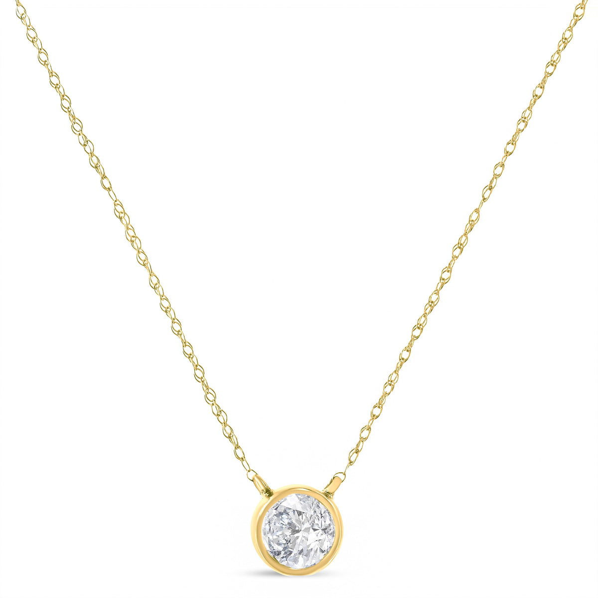 .925 Sterling Silver 1/10 Cttw Round-Cut Diamond Bezel 18" Pendant Necklace (J-K Color, I1-I2 Clarity)