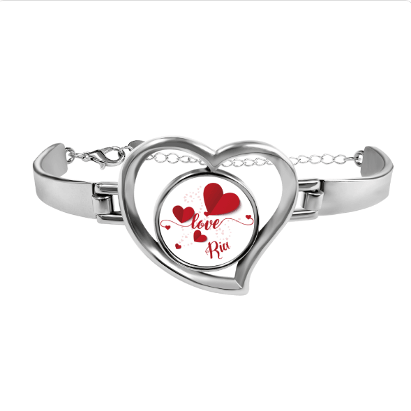 Personalized Heart Bracelet – Custom Name Love Bangle