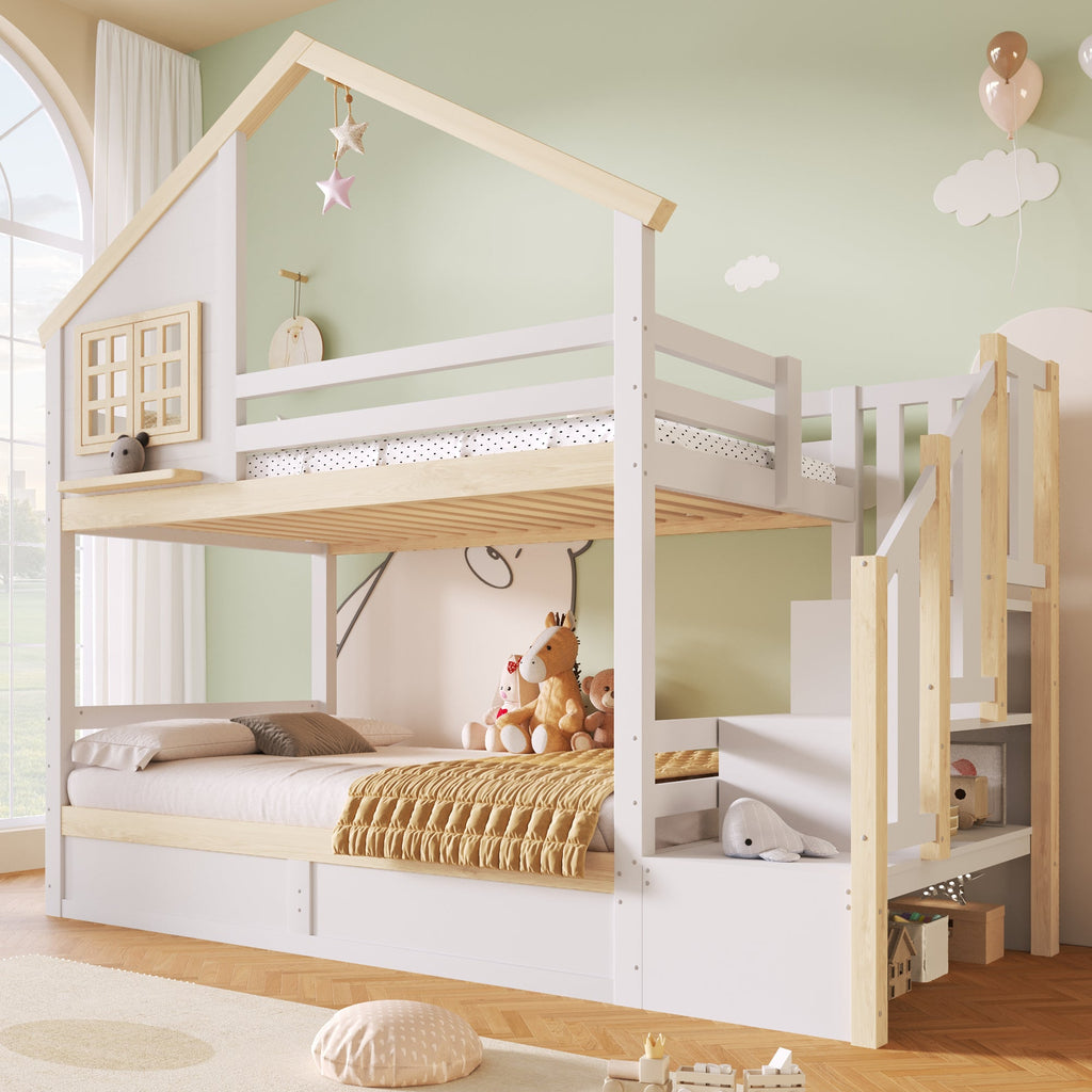 Treehouse Bunk Bed with Lift-Up Storage
