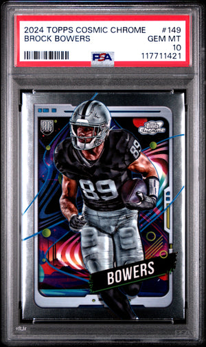 Graded 2024 Topps Cosmic Chrome Brock Bowers #149 Rookie RC Football Card PSA 10 Gem Mint
