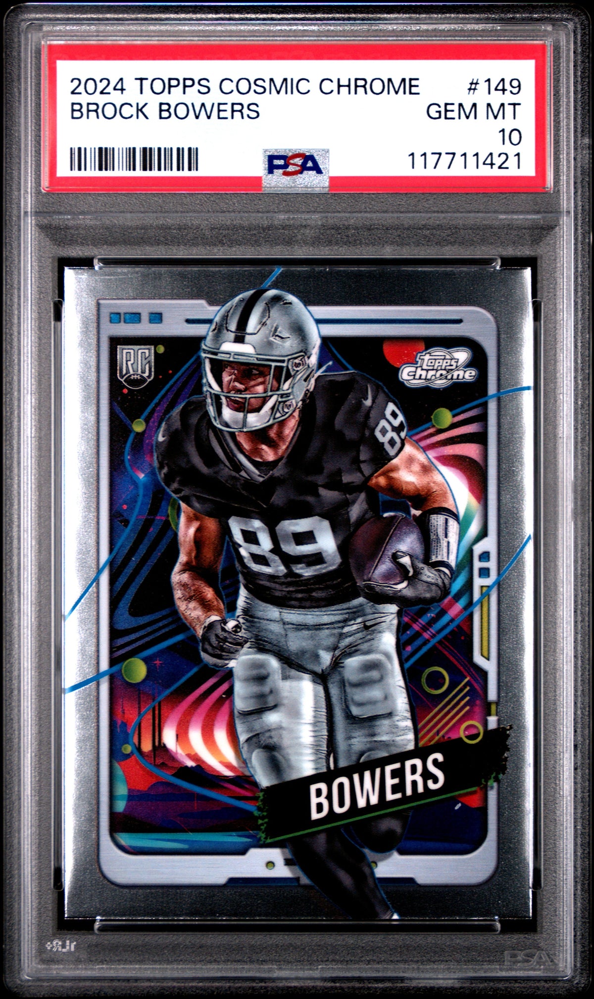 Graded 2024 Topps Cosmic Chrome Brock Bowers #149 Rookie RC Football Card PSA 10 Gem Mint