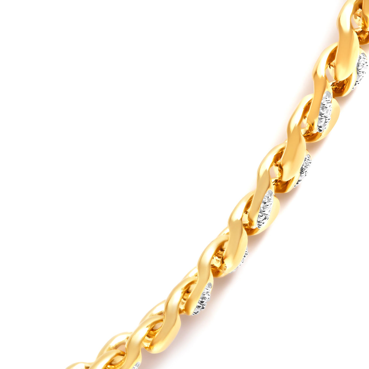 14K Yellow Gold Plated .925 Sterling Silver 1.0 Cttw Diamond Cuban Link Necklace (I-J Color, I3 Clarity) - 18" Inches