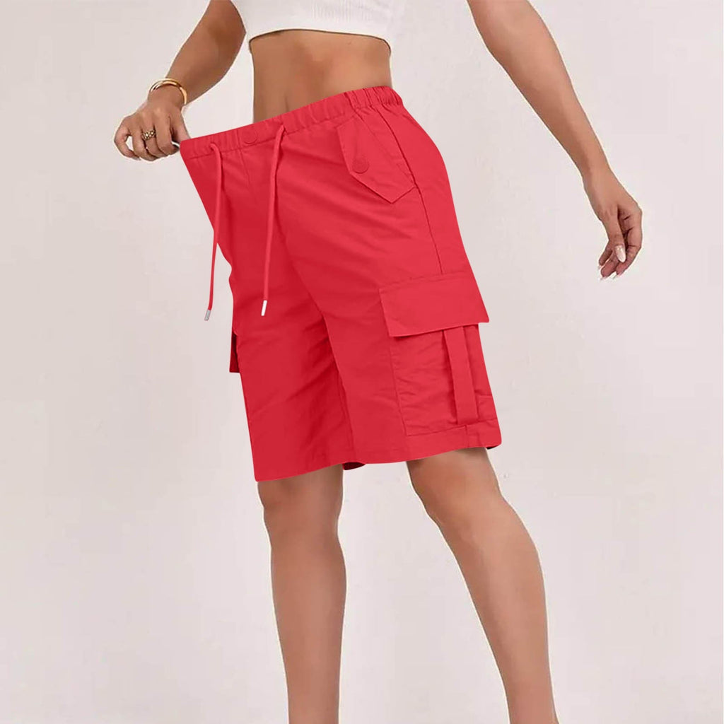 Womens High-waisted Casual Fashion Shorts With Pockets Buttons And A Drawstring