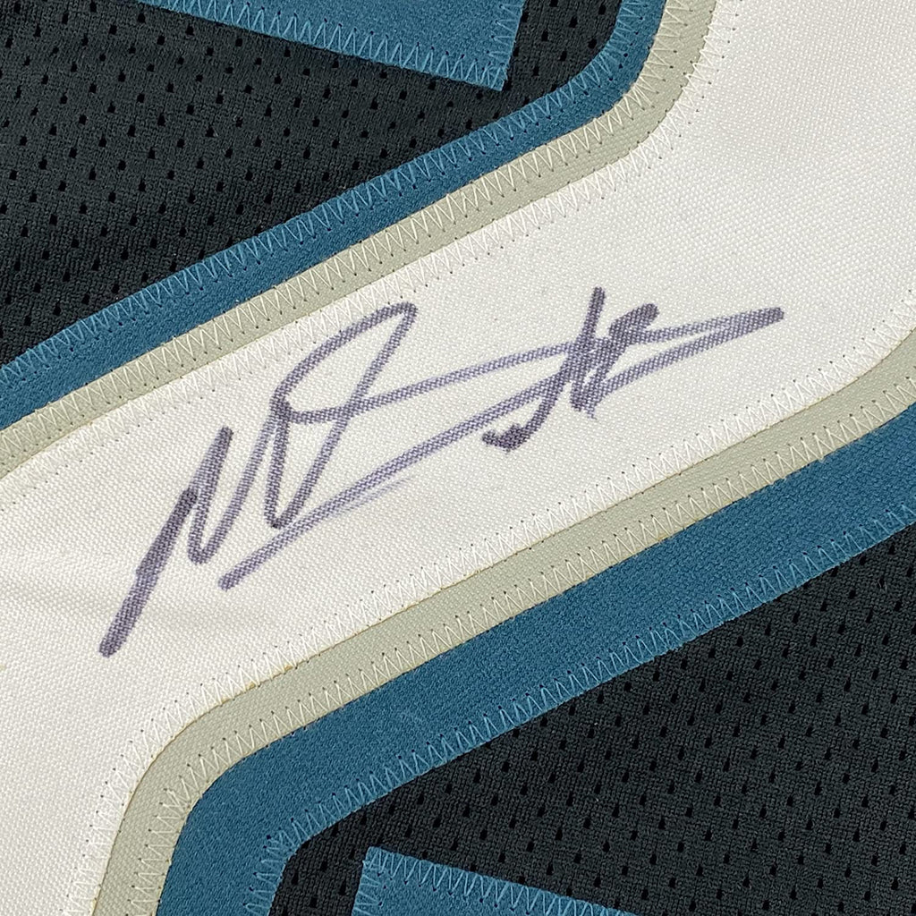 Framed Autographed/Signed Miles Sanders 35x39 Philadelphia Black Football Jersey JSA COA