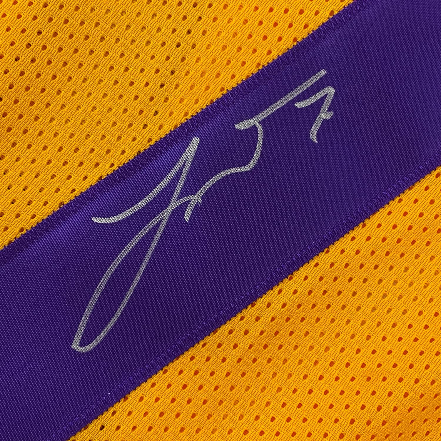 Framed Autographed/Signed Tyrann Mathieu 35x39 LSU Yellow College Football Jersey JSA COA
