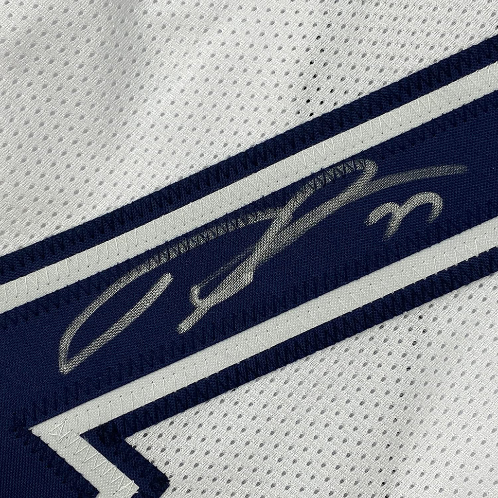 Framed Autographed/Signed Tyron Smith 35x39 Dallas Color Rush White Football Jersey JSA COA