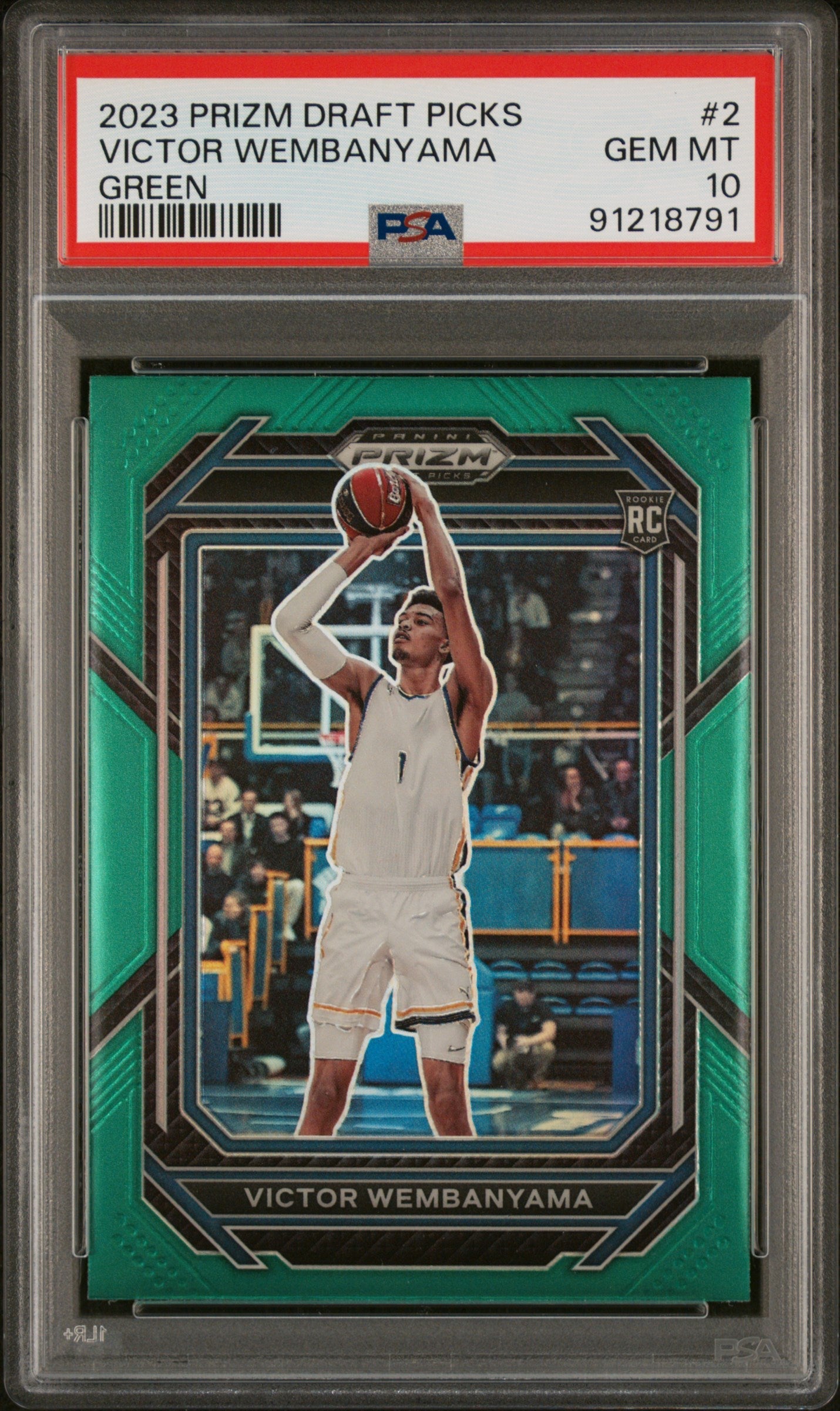 Graded 2023 Panini Prizm Draft Picks Victor Wembanyama #2 Green Rookie RC Basketball Card PSA 10 Gem Mint