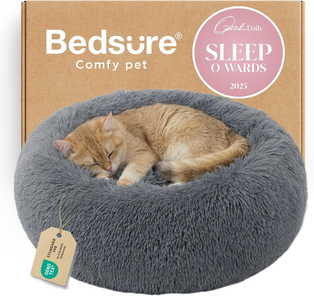 Bedsure Calming Donut Pet Bed – Multiple Sizes & Colors