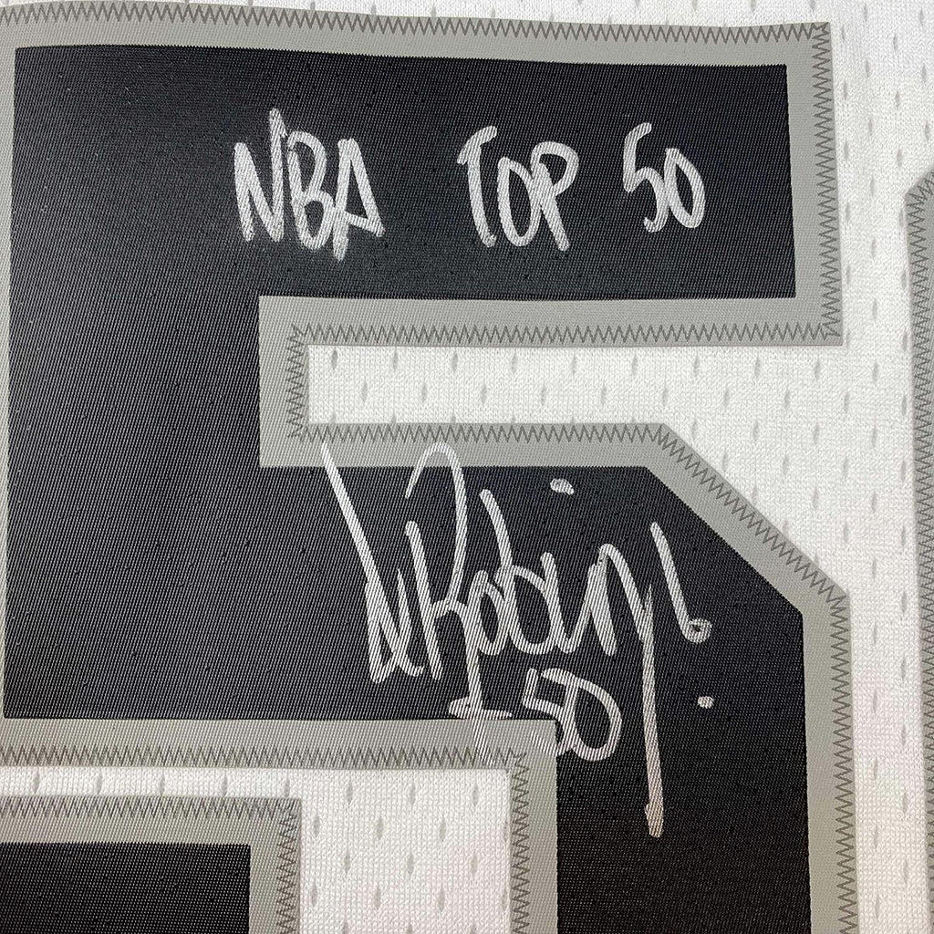 Framed Autographed/Signed David Robinson 35x39 NBA Top 50 San Antonio Spurs White Authentic M&N Basketball Jersey Beckett BAS COA