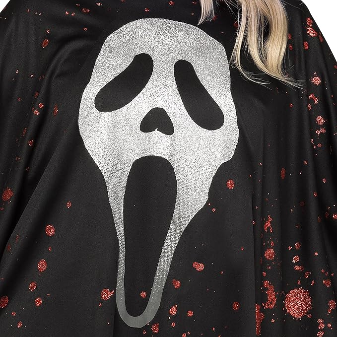 Glittering Ghost Face Adult Poncho