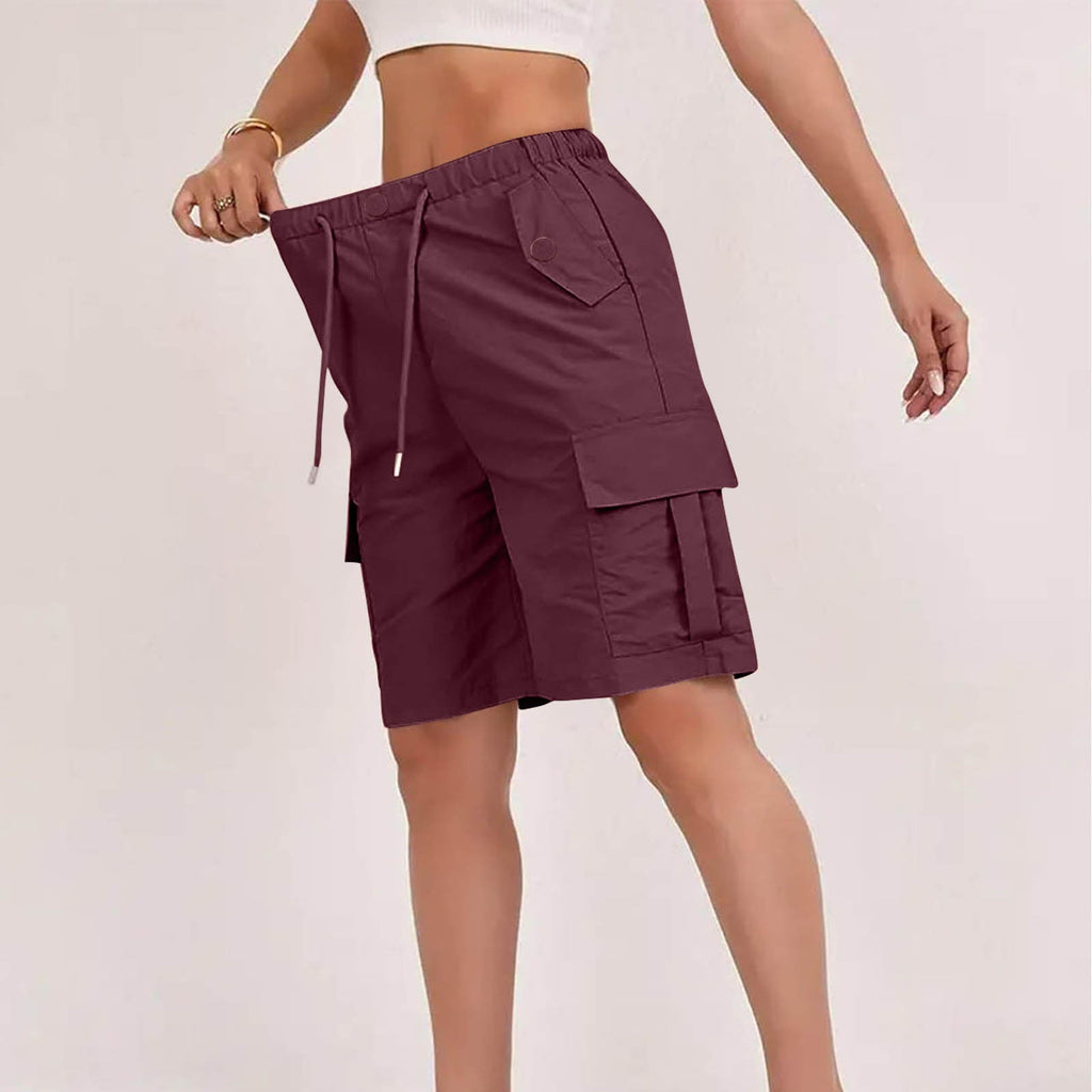 Womens High-waisted Casual Fashion Shorts With Pockets Buttons And A Drawstring