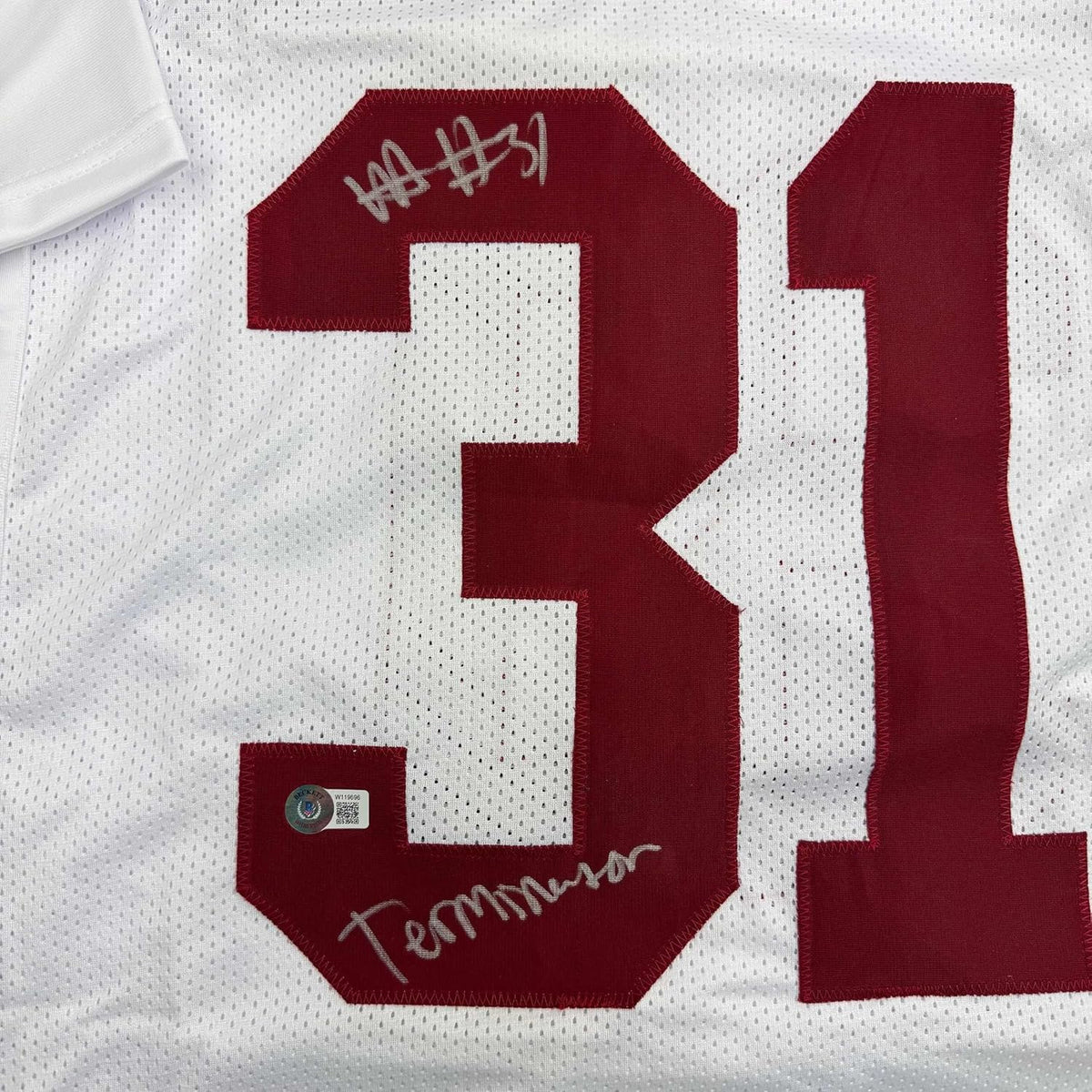 Framed Autographed/Signed Will Anderson "Terminator" 35x39 Alabama White College Football Jersey Beckett BAS COA