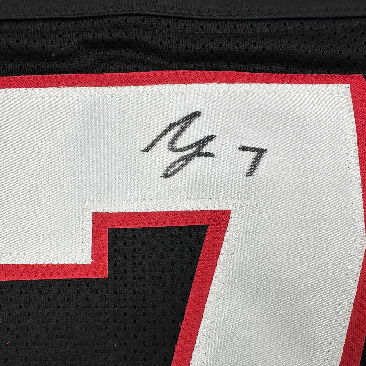 Framed Autographed/Signed Bijan Robinson 35x39 Atlanta Retro Black Football Jersey Beckett BAS COA