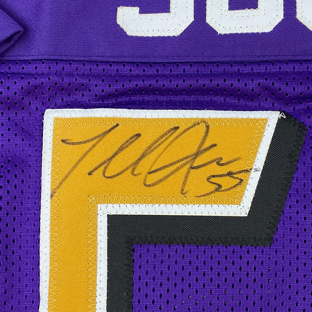 Framed Autographed/Signed Terrell Suggs 35x39 Baltimore Color Rush Football Jersey JSA COA