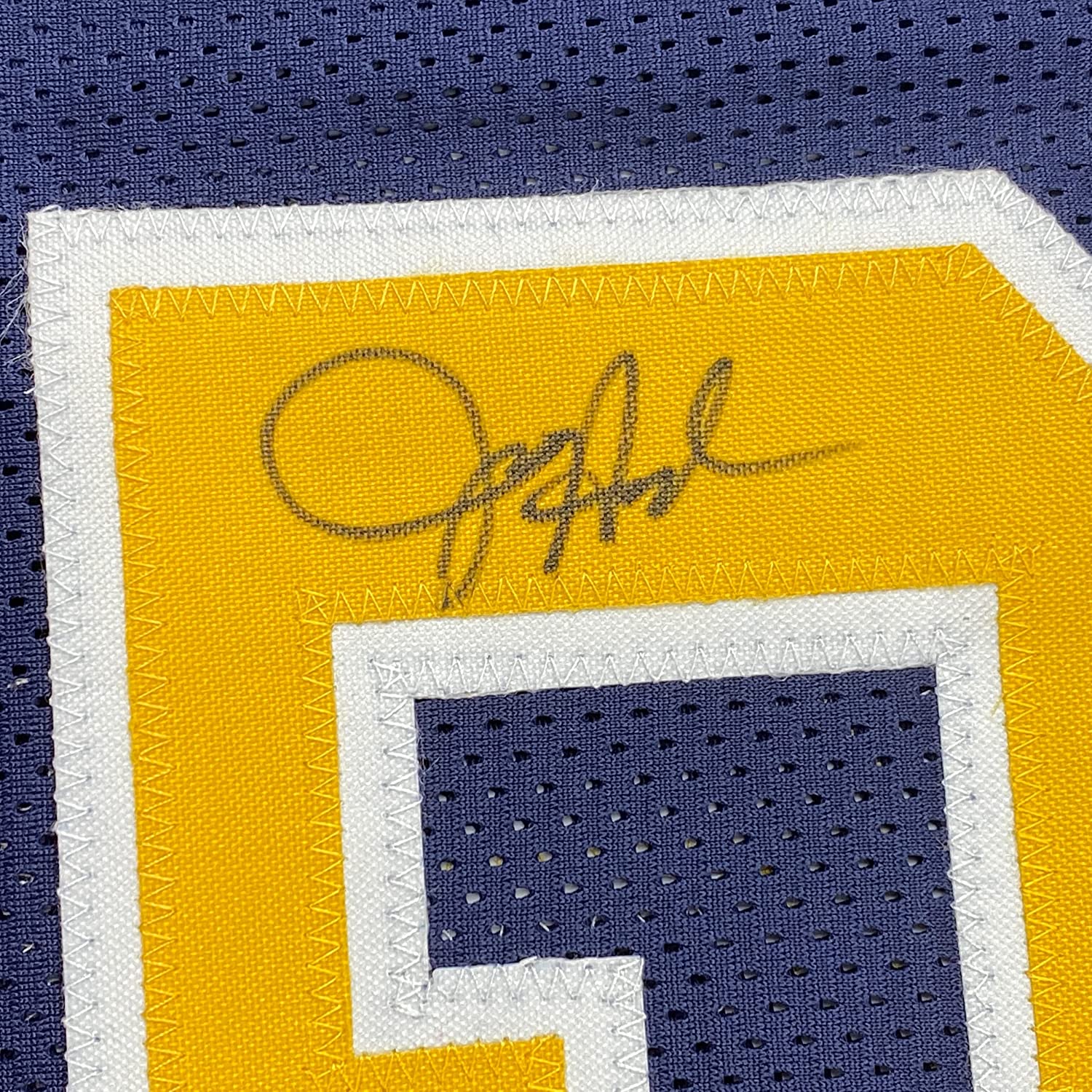 Framed Autographed/Signed Juwan Howard 35x39 Michigan Blue College Basketball Jersey Beckett BAS COA