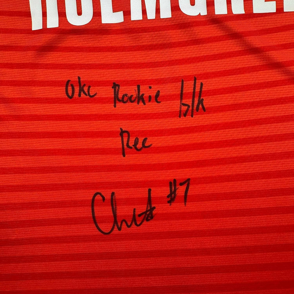 Framed Autographed/Signed Chet Holmgren "OKC Rookie Blk Rec" 35x39 Oklahoma City Thunder Orange Basketball Jersey Beckett BAS COA