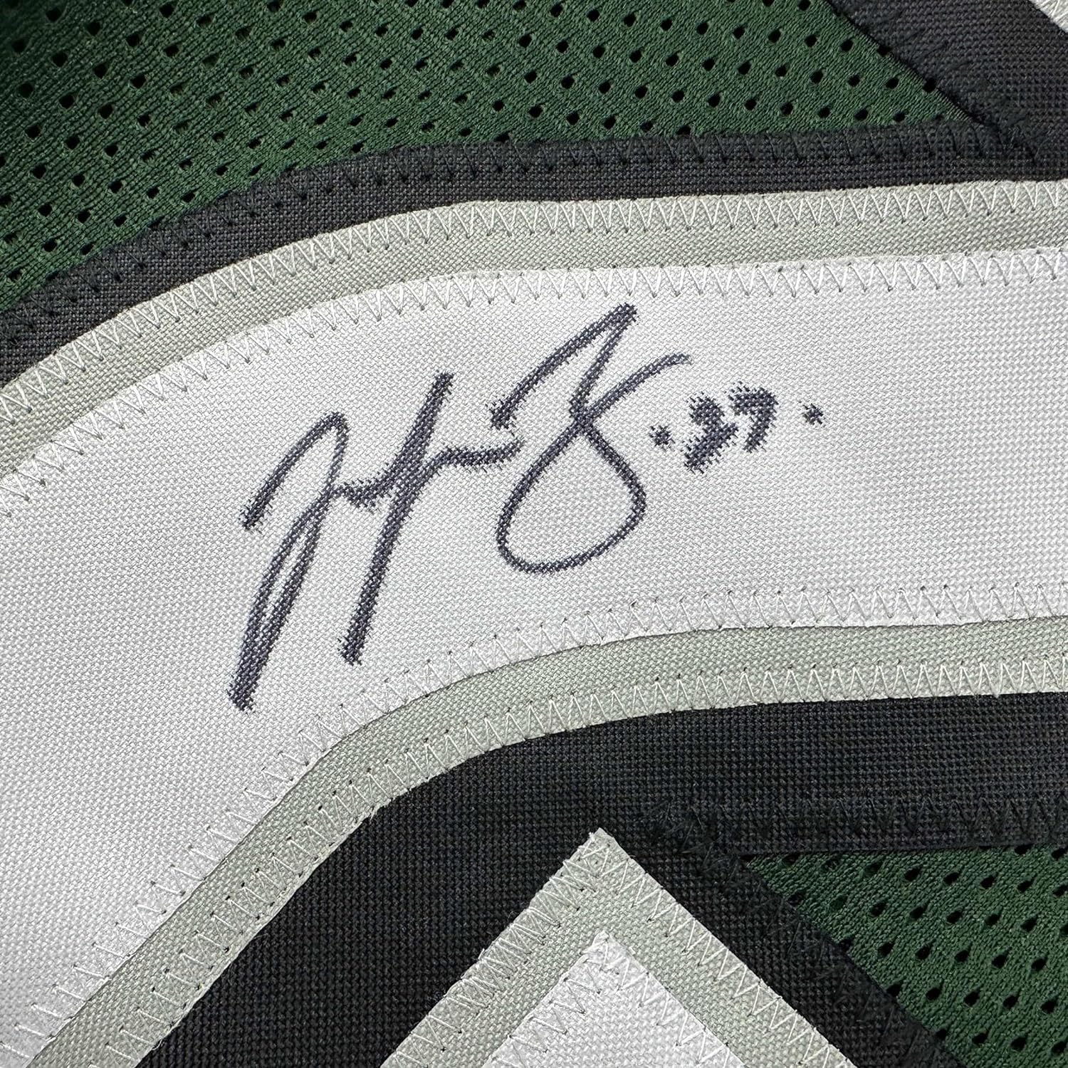 Framed Autographed/Signed Malcolm Jenkins 35x39 Philadelphia Green Football Jersey Beckett BAS COA