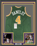 Framed Autographed/Signed Adrian Dantley HOF 2008  35x39 Utah Green Basketball Jersey JSA COA