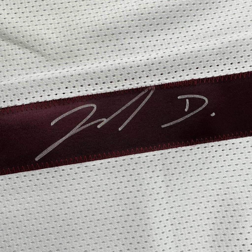 Framed Autographed/Signed Jahan Dotson 35x39 Washington White Football Jersey JSA COA