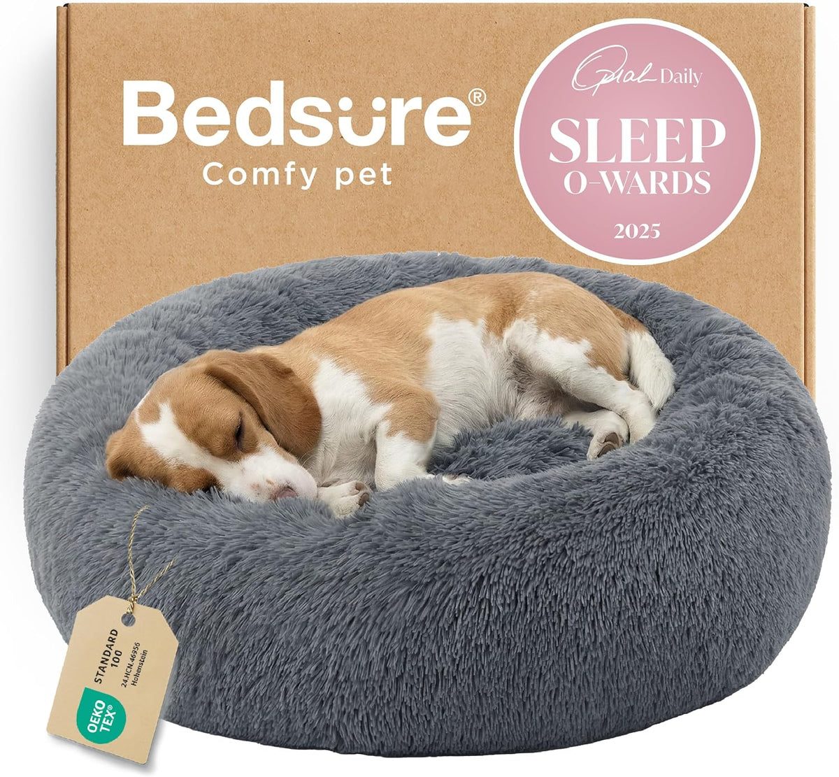 Bedsure Calming Donut Pet Bed – Multiple Sizes & Colors