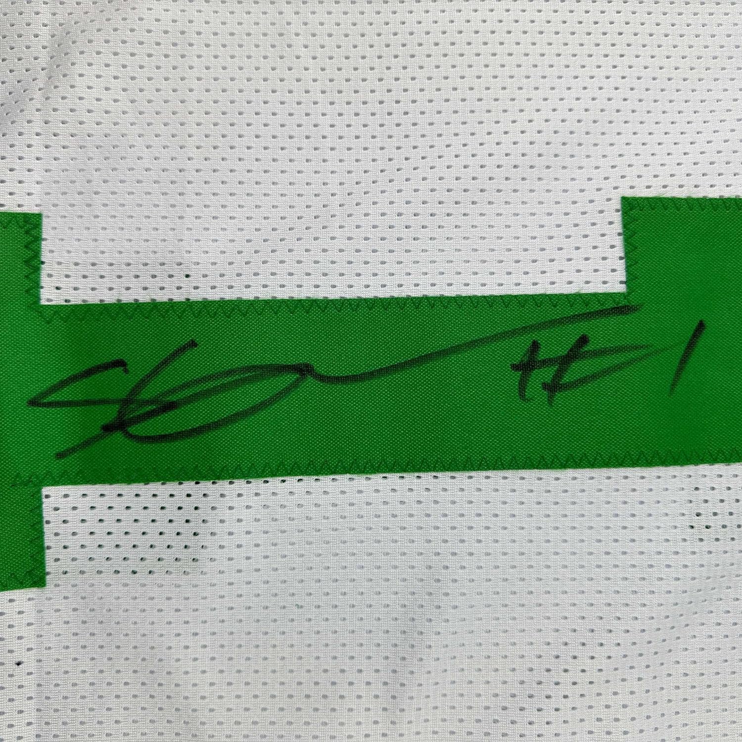 Framed Autographed/Signed Ahmad Sauce Gardner 35x39 New York White Retro Football Jersey Beckett BAS COA