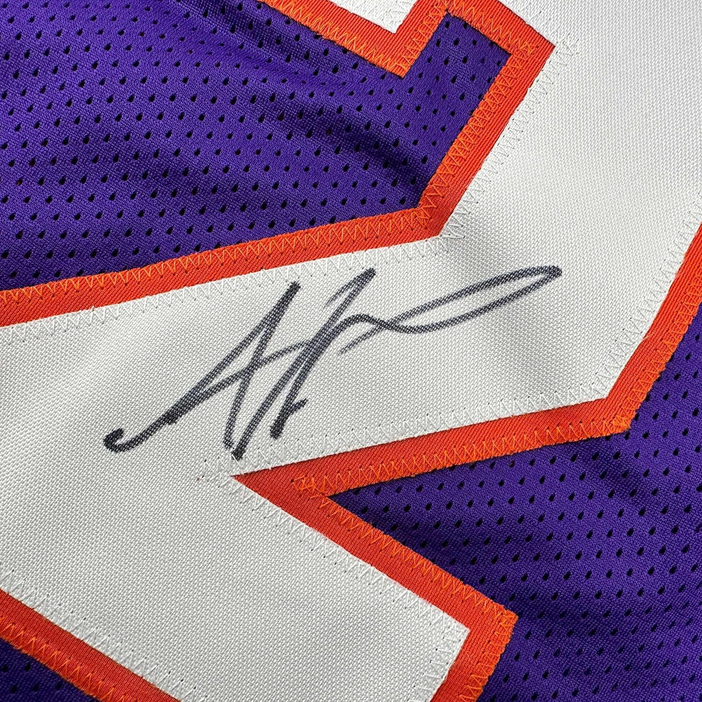 Framed Autographed/Signed Amare Stoudemire 35x39 Phoenix Purple Basketball Jersey Beckett BAS COA
