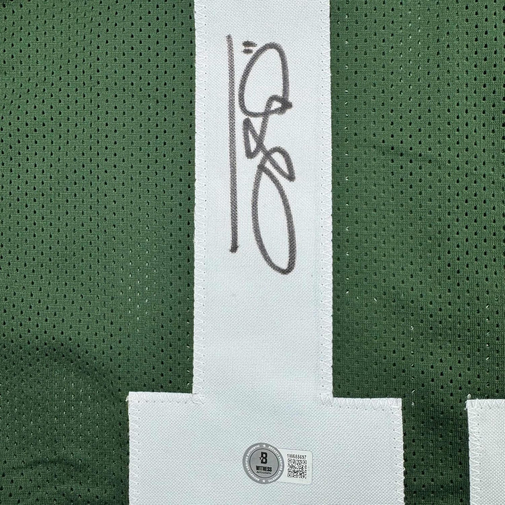Framed Autographed/Signed Jayden Reed 35x39 Green Bay Green Football Jersey Beckett BAS COA