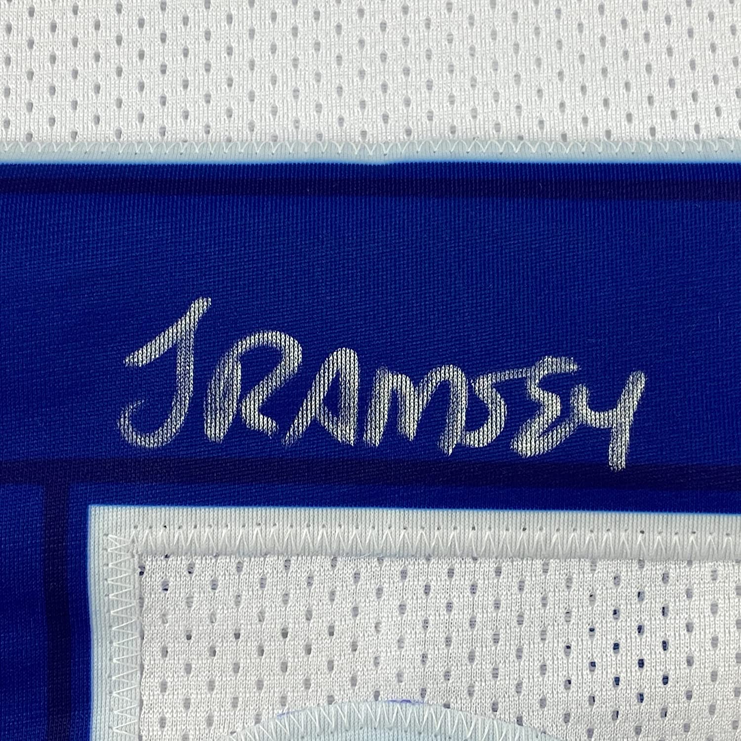 Framed Autographed/Signed Jalen Ramsey 35x39 Los Angeles LA White Football Jersey JSA COA