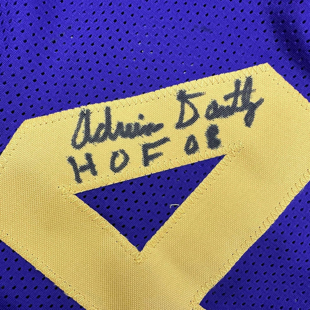 Framed Autographed/Signed Adrian Dantley 35x39 HOF 2008 Utah Purple Basketball Jersey Beckett BAS COA
