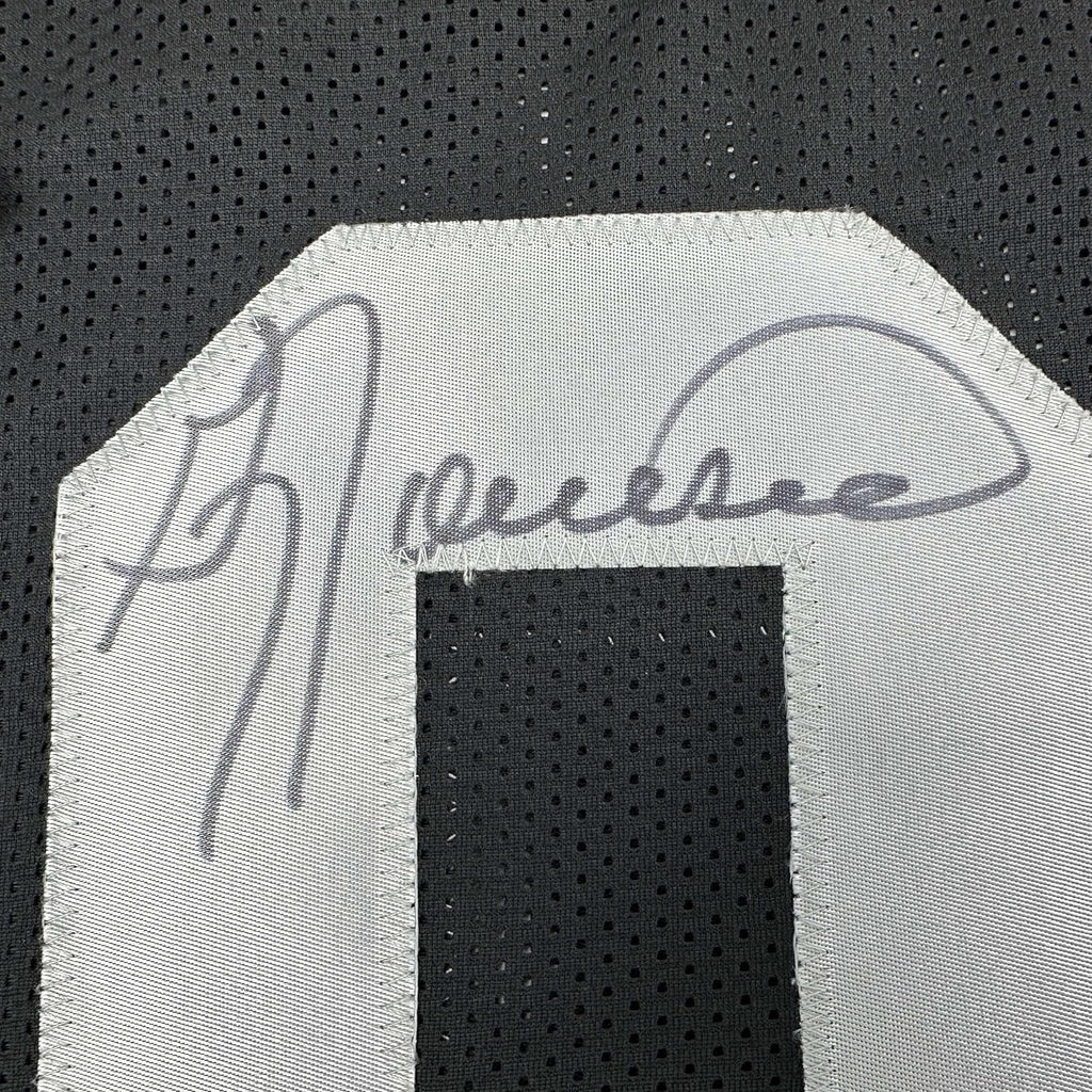 Framed Autographed/Signed Greg Townsend 35x39 Oakland Black Football Jersey JSA COA