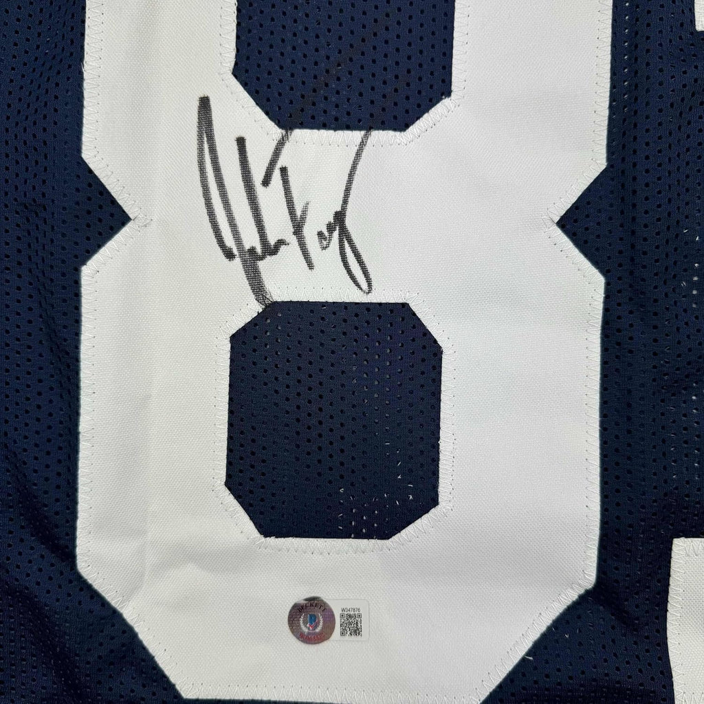 Framed Autographed/Signed Jake Ferguson 35x39 Dallas Thanksgiving Football Jersey Beckett BAS COA