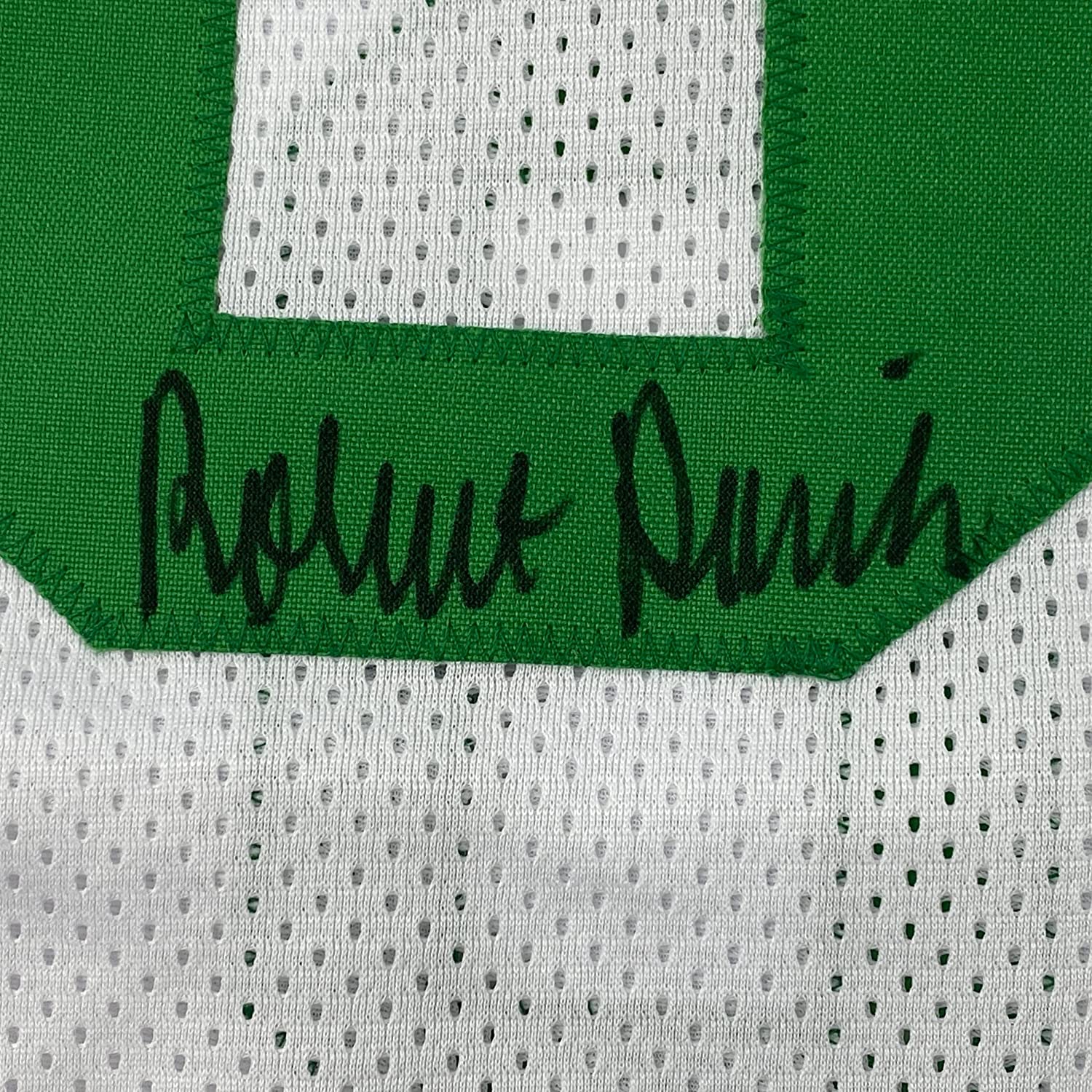 Framed Autographed/Signed Robert Parish 35x39 Boston White Basketball Jersey JSA COA