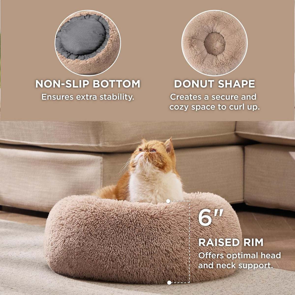 Bedsure Calming Donut Pet Bed – Multiple Sizes & Colors