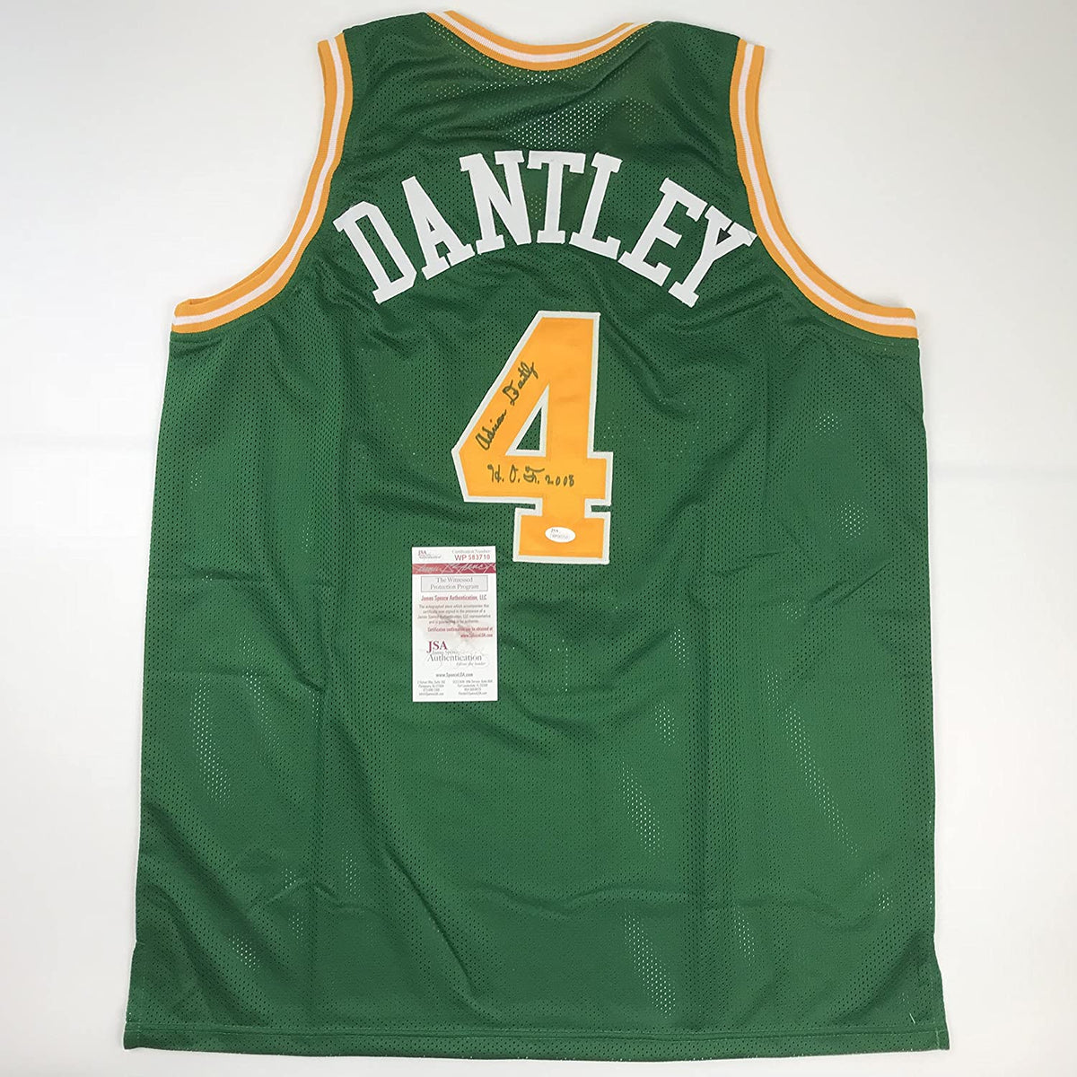 Autographed/Signed Adrian Dantley HOF 2008  Utah Green Basketball Jersey JSA COA