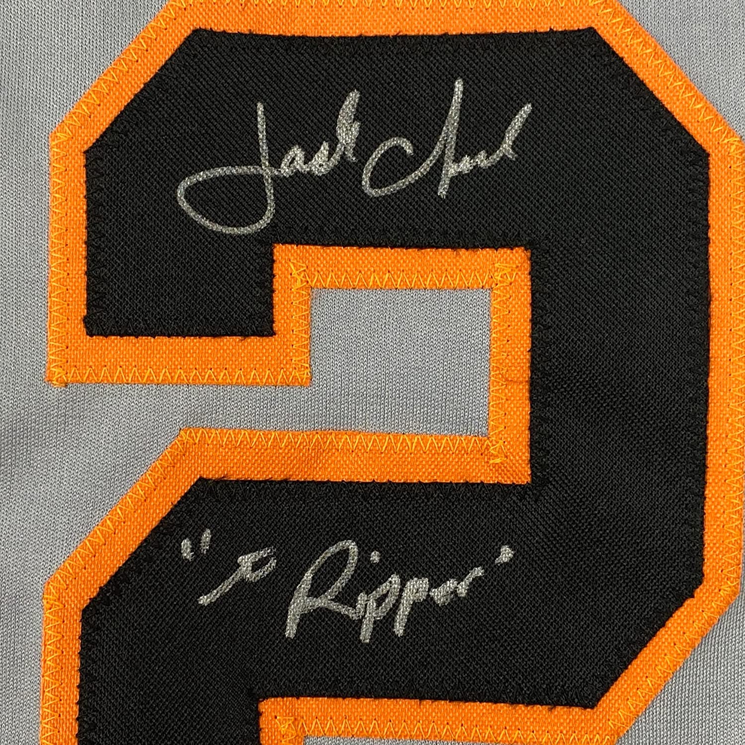 Framed Autographed/Signed Jack Clark The Ripper 35x39 San Francisco Grey Baseball Jersey JSA COA