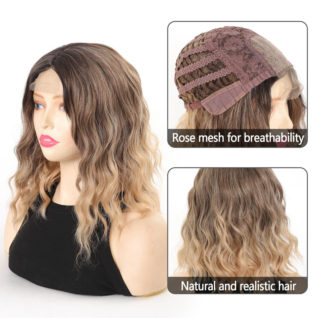 Maforsoon Wigs for Women Short Wave Synthetic Curly Wig 14inch